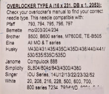 Load image into Gallery viewer, Klasse Overlocker Machine Needles 80/12 Type A