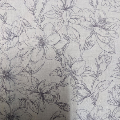Blossom Vine Flower Fabric Pale Grey  090