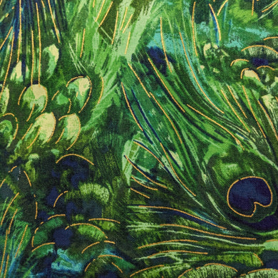Luminosity Green Peacock Feathers Fabric