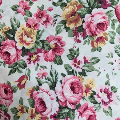 Pink Roses Quilting Fabric