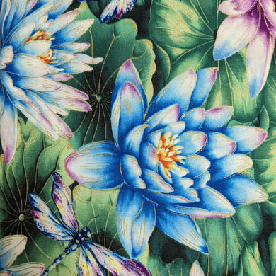 Water Dance- Multi Water Lillies  Fabric by Timeless Treasures