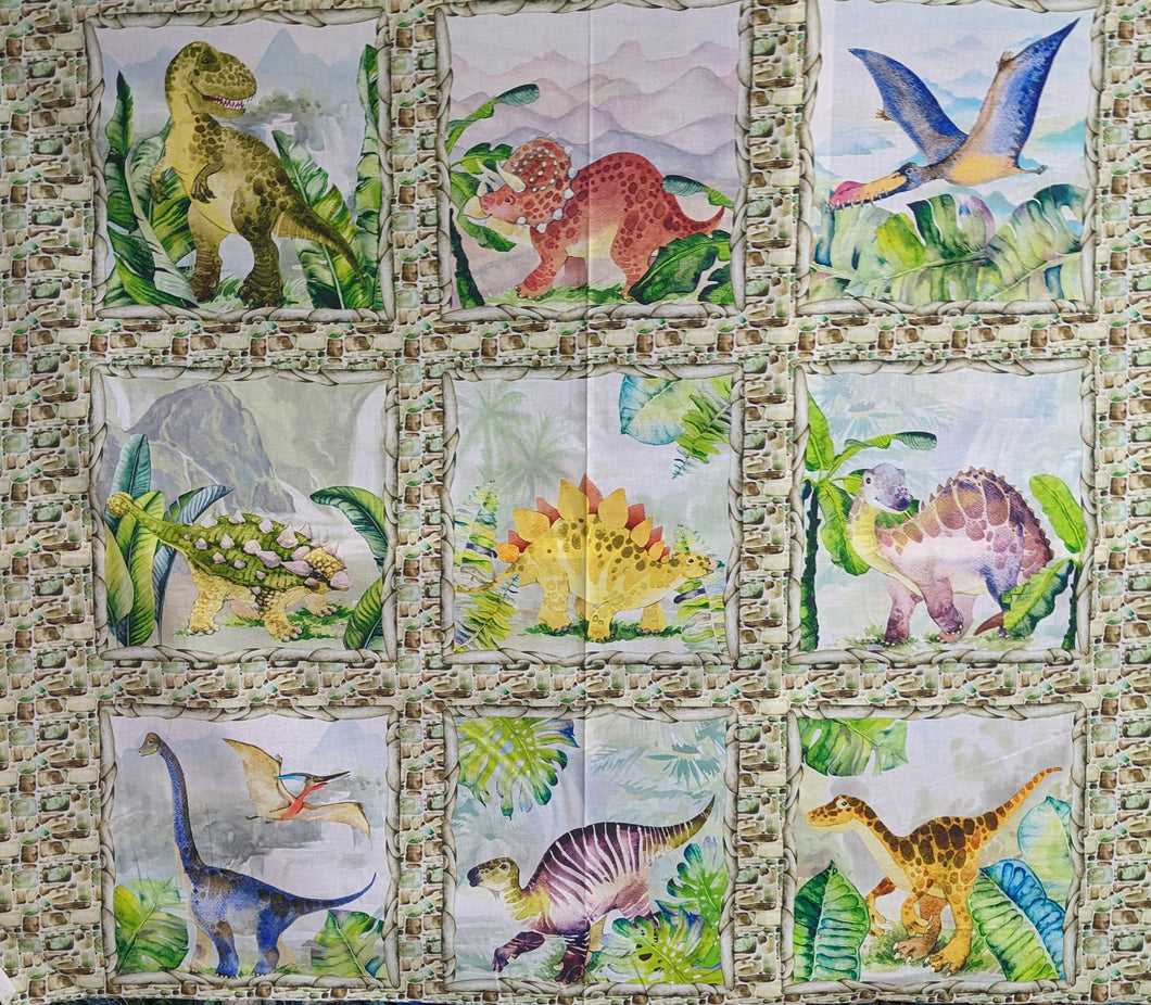 Dinosaur Friends  Panel Fabric