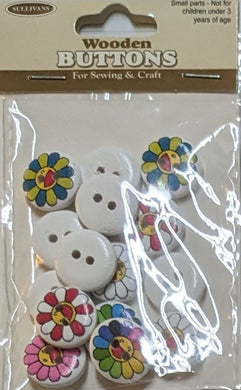 Sullivans Wooden Buttons Flowers