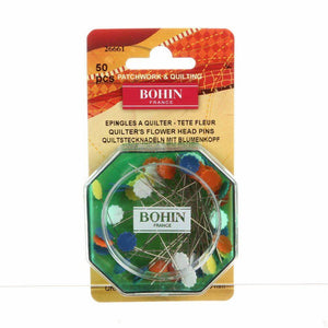 Bohin 26661 Quilter's Flower Head Pin, 32 Size, Assorted Colors, 50-pack